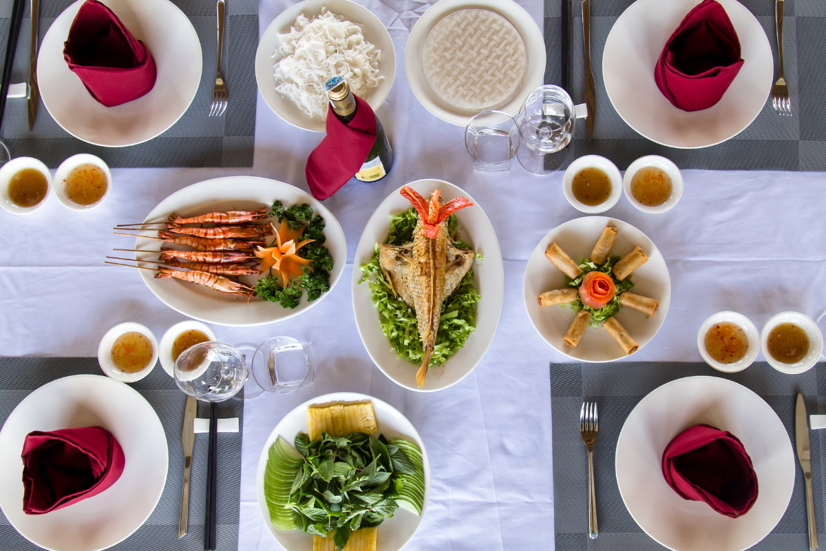 Meals served on the Mekong Eyes Cruise