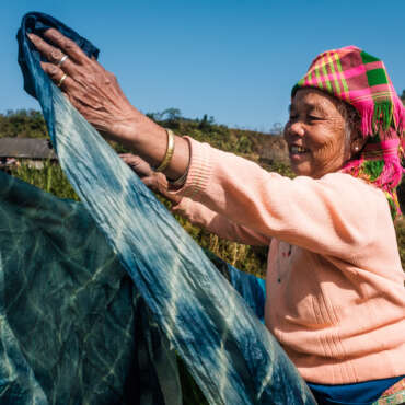 Indigo dyeing by Thai women in Mu Cang Chai