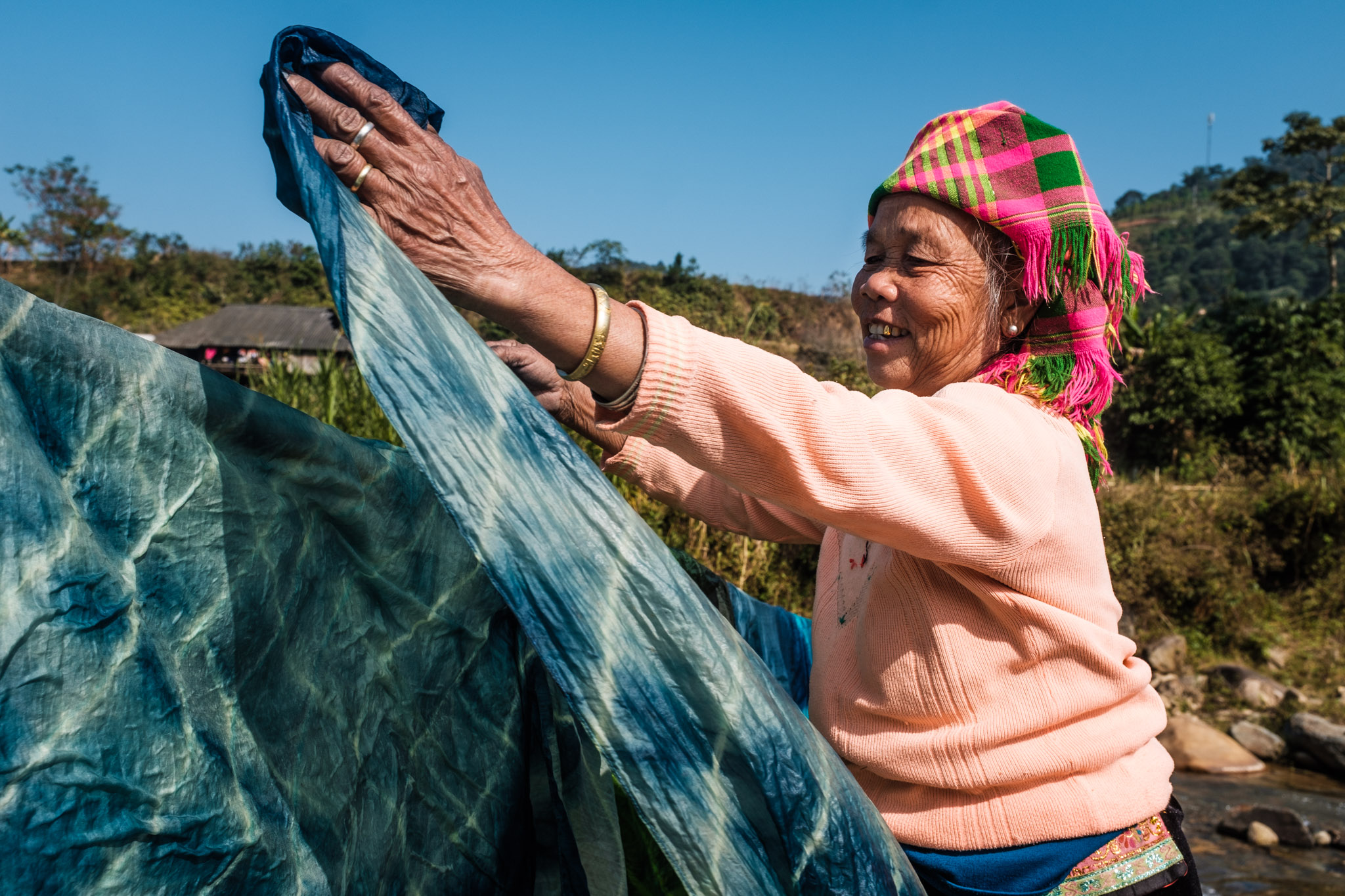 Indigo dyeing by Thai women in Mu Cang Chai