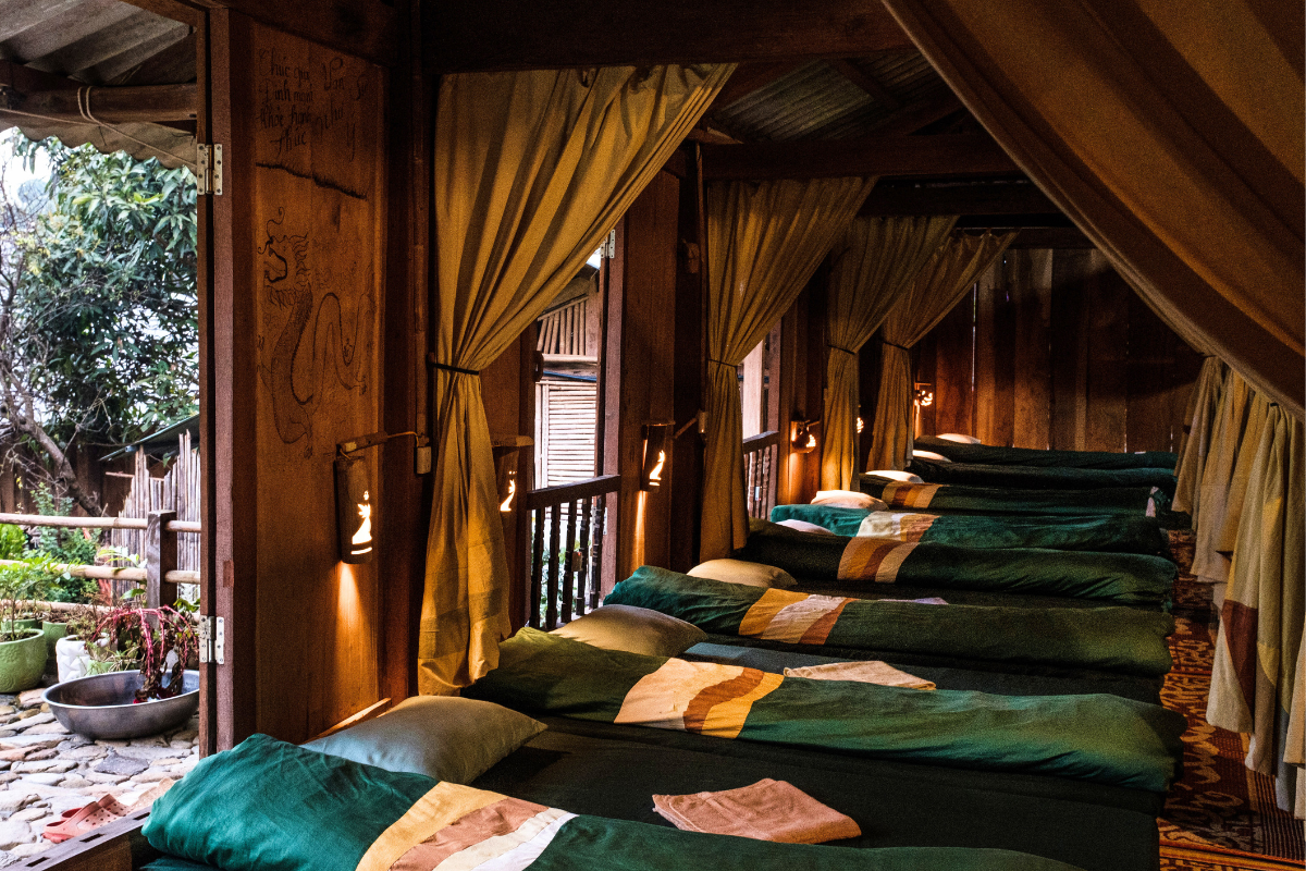 Homestay beds in Mu Cang Chai