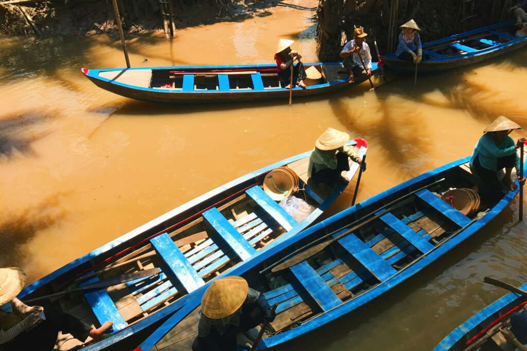 Traditional boats on Mekong Delta