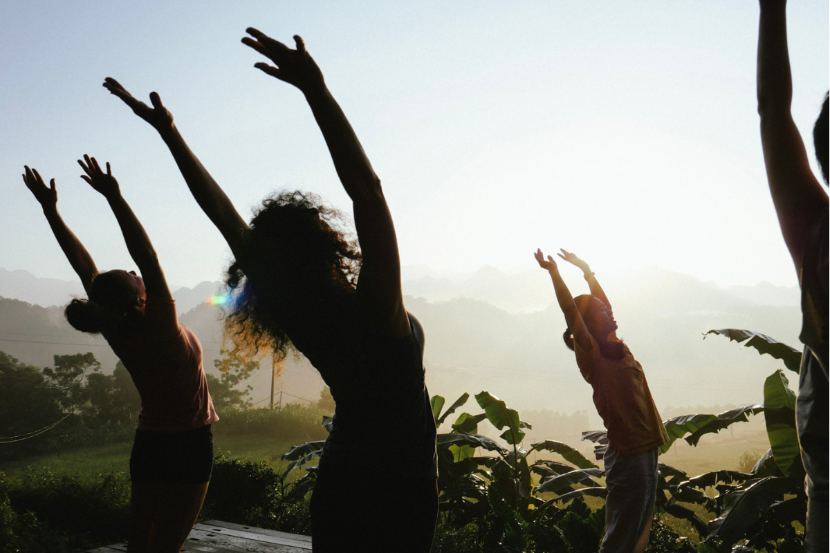 Morning yoga class 