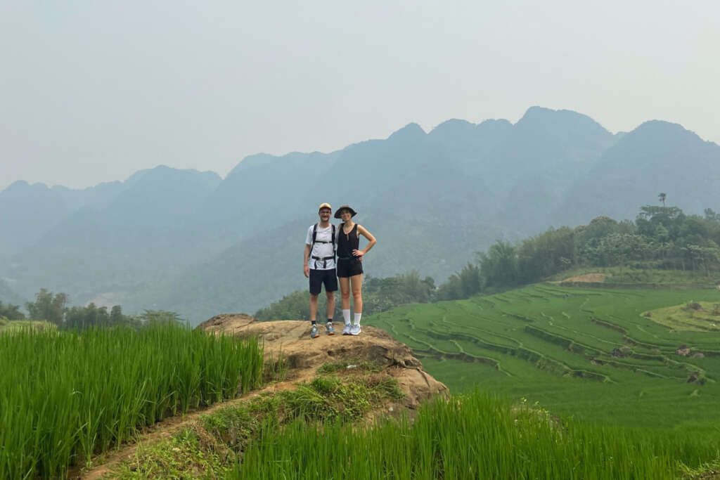 Trekking among vast rice terraces in Pu Luong