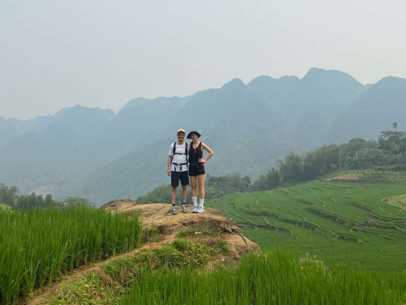 Trekking among vast rice terraces in Pu Luong